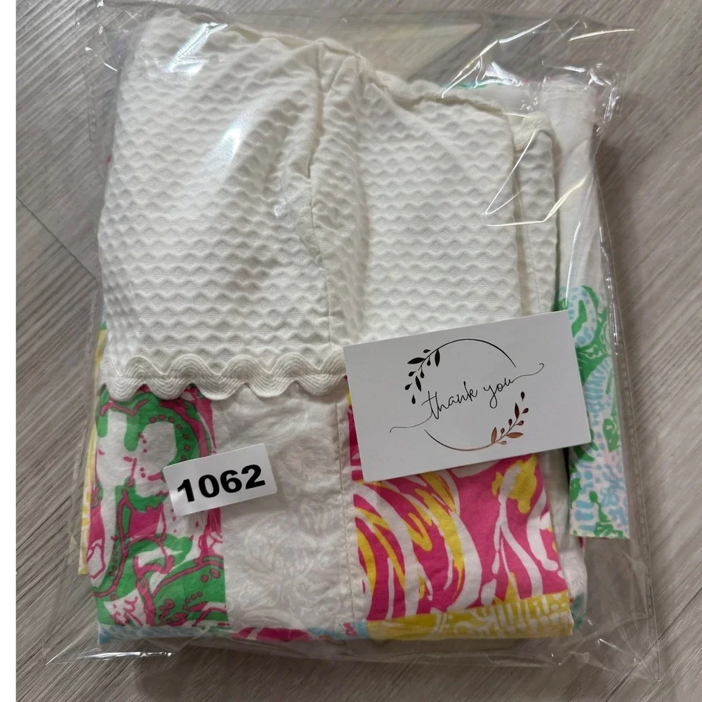 Lilly Pulitzer Strapless Patchwork Eyelet Scallop Dress Pink Green White 6 76210 - Picture 10 of 10